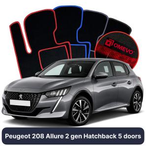Velours-Autofußmatten OMEVO für Peugeot 208 Allure 2 gen Kompakt 5 Türer (2019-2025)