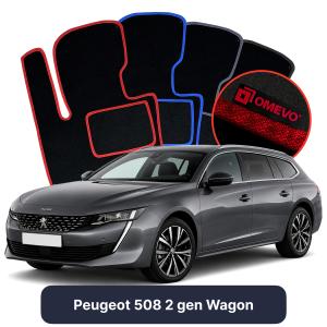 OMEVO Velours-Autofußmatten für Peugeot 508 2 gen Kombi (2018-2025)