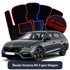OMEVO Velours-Autofußmatten für Škoda Octavia RS 4 gen Kombi (2019-2025)