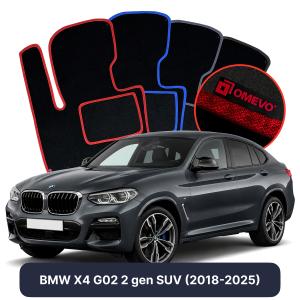 OMEVO Velours-Autofußmatten für BMW X4 G02 2 gen SUV (2018-2025)