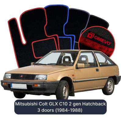 Velours-Autofußmatten OMEVO für Mitsubishi Colt GLX C10 2 gen Kompakt 3-Türer (1984-1988)