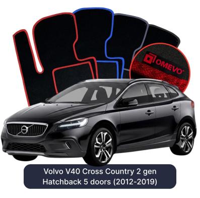 Velours-Autofußmatten OMEVO für Volvo V40 Cross Country  2 gen Kompakt 5 Türer (2012-2019)