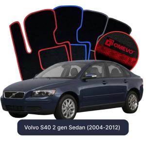 OMEVO Velours-Autofußmatten für Volvo S40 2 gen Limousine (2004-2012)