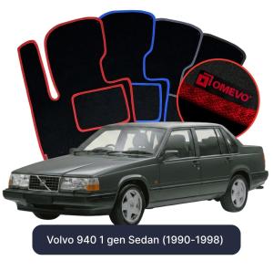OMEVO Velours-Autofußmatten für Volvo 940 1 gen Limousine (1990-1998)