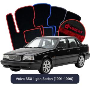OMEVO Velours-Autofußmatten für Volvo 850 1 gen Limousine (1991-1996)