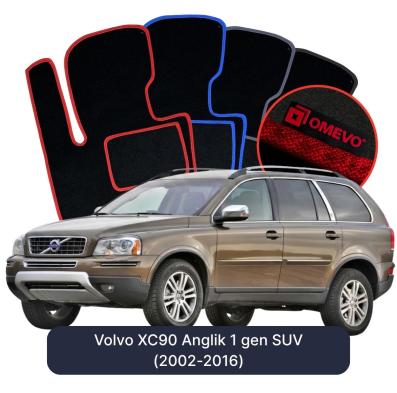 Velours-Autofußmatten OMEVO für Volvo XC90 Anglik 1 gen SUV (2002-2016)