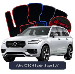 OMEVO Velours-Autofußmatten für Volvo XC90 4-Sitzer 2 gen SUV (2015–2025)