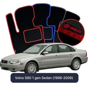 OMEVO Velours-Autofußmatten für Volvo S80 1 gen Limousine (1998-2006)