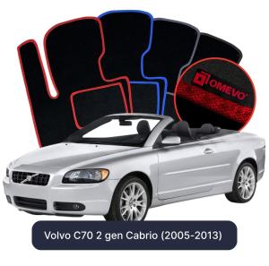 OMEVO Velours-Autofußmatten für Volvo C70 2 gen Cabrio (2005-2013)