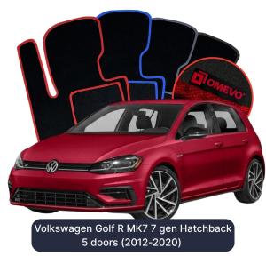 OMEVO Velours-Autofußmatten für Volkswagen Golf R MK7 7 gen Hatchback 5 Türen (2012-2020)