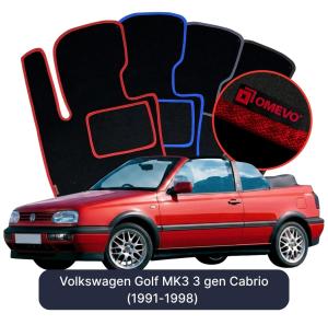 OMEVO Velours-Autofußmatten für Volkswagen Golf MK3 3 gen Cabrio (1991-1998)