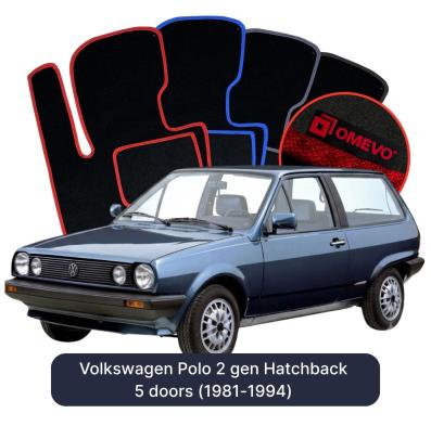 Velours-Autofußmatten OMEVO für Volkswagen Polo 2. Generation Hatchback 5 Türen (1981-1994)