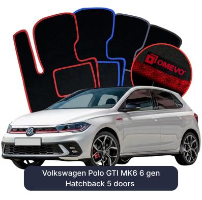 Velours-Autofußmatten OMEVO für Volkswagen Polo GTI MK6 6 gen Kompakt 5 Türer (2017-2024)