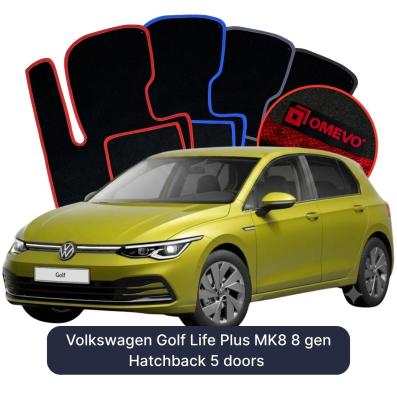 Velours-Autofußmatten OMEVO für Volkswagen Golf Life Plus MK8 8 gen Hatchback 5 Türen (2019-2025)