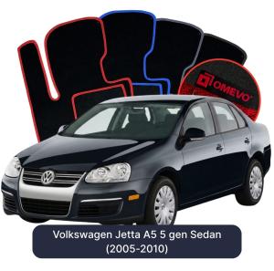 OMEVO Velours-Autofußmatten für Volkswagen Jetta A5 5 gen Limousine (2005-2010)