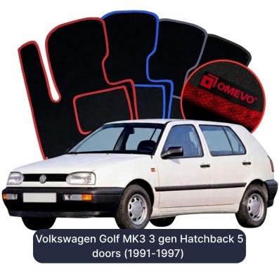 Velours-Autofußmatten OMEVO für Volkswagen Golf MK3 3 gen Kompakt 5 Türer (1991-1997)