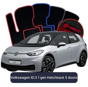 OMEVO Velours-Autofußmatten für Volkswagen ID.3 1 gen Kompakt 5 Türer (2019-2025)