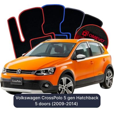 Velours-Autofußmatten OMEVO für Volkswagen CrossPolo 5 gen Kompakt 5 Türer (2009-2014)