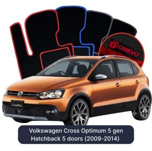 OMEVO Velours-Autofußmatten für Volkswagen Cross Optimum 5 gen Kompakt 5 Türer (2009-2014)