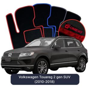 OMEVO Velours-Autofußmatten für Volkswagen Touareg 2 gen SUV (2010-2018)
