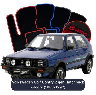Velours-Autofußmatten OMEVO für Volkswagen Golf Country 2 gen Kompakt 5 Türer (1983-1992)