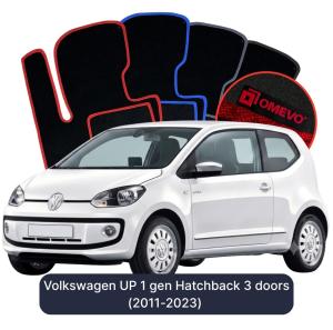 OMEVO Velours-Autofußmatten für Volkswagen UP 1 gen Kompakt 3 Türer (2011-2023)