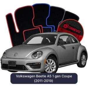 OMEVO Velours-Autofußmatten für Volkswagen Beetle A5 1 gen Coupe (2011-2019)