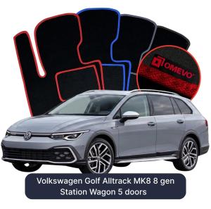 OMEVO Velours-Autofußmatten für Volkswagen Golf Alltrack MK8 8 gen Kombi 5 Türer (2019-2025)