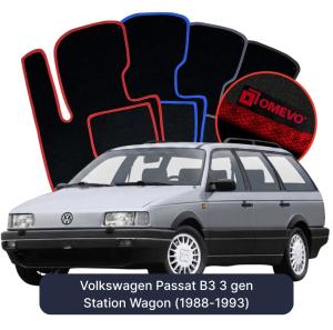 OMEVO Velours-Autofußmatten für Volkswagen Passat B3 3 gen Kombi (1988-1993)