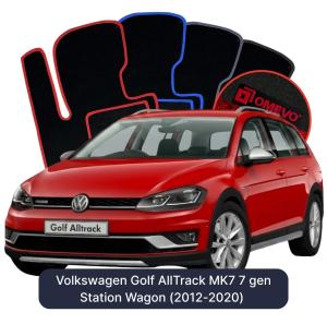 OMEVO Velours-Autofußmatten für Volkswagen Golf AllTrack MK7 7 gen Kombi (2012-2020)