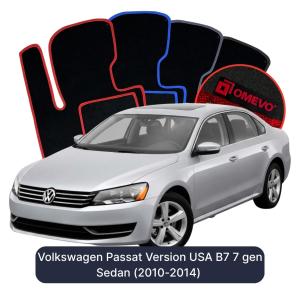 OMEVO Velours-Autofußmatten für Volkswagen Passat B7 7 gen Limousine US-Version (2010-2014)
