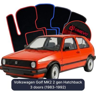 Velours-Autofußmatten OMEVO für Volkswagen Golf MK2 2 gen Kompakt 3 Türer (1983-1992)