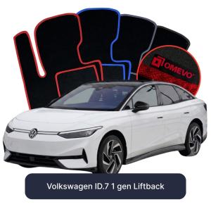 OMEVO Velours-Autofußmatten für Volkswagen ID.7 1 gen Liftback (2023-2026)