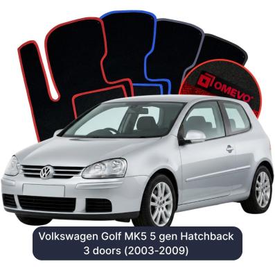 Velours-Autofußmatten OMEVO für Volkswagen Golf MK5 5 gen Kompakt 3 Türer (2003-2009)