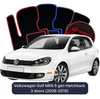 Velours-Autofußmatten OMEVO für Volkswagen Golf MK6 6 gen Kompakt 3 Türer (2008-2016)