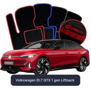 OMEVO Velours-Autofußmatten für Volkswagen ID.7 GTX 1 gen Liftback (2023-2026)