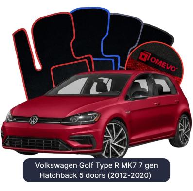 Velours-Autofußmatten OMEVO für Volkswagen Golf Type R MK7 7 gen Kompakt 5 Türer (2012-2020)