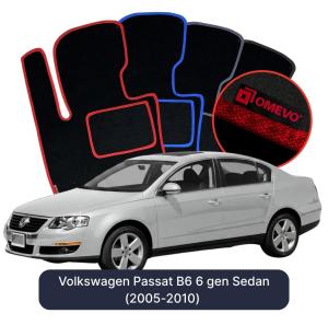 OMEVO Velours-Autofußmatten für Volkswagen Passat B6 6 gen Limousine (2005-2010)