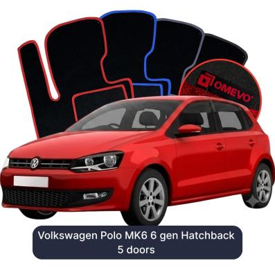Velours-Autofußmatten OMEVO für Volkswagen Polo MK6 6 gen Kompakt 5 Türer (2017-2024)