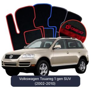 OMEVO Velours-Autofußmatten für Volkswagen Touareg 1 gen SUV (2002-2010)
