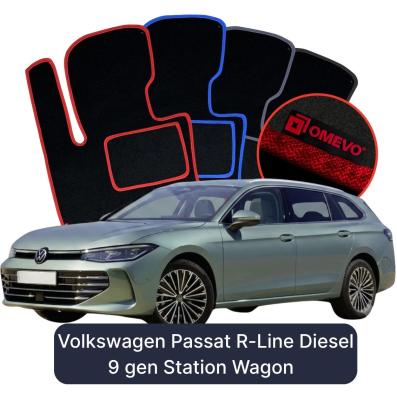 Velours-Autofußmatten OMEVO für Volkswagen Passat R-Line Diesel 9 gen Kombi (2024-2025)