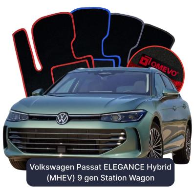 Velours-Autofußmatten OMEVO für Volkswagen Passat ELEGANCE Hybryda (MHEV) 9 gen Kombi (2024-2025)