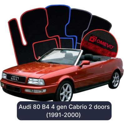 Velours-Autofußmatten OMEVO für Audi 80 B4 4 gen Cabrio 2 Türer (1991-2000)