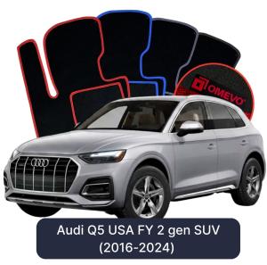 OMEVO Velours-Autofußmatten für Audi Q5 USA FY 2 gen SUV (2016-2024)