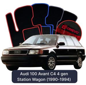 OMEVO Velours-Autofußmatten für Audi 100 Avant C4 4 gen Kombi (1990-1994)