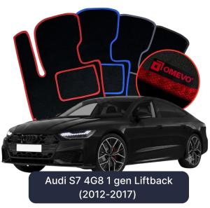 OMEVO Velours-Autofußmatten für Audi S7 4G8 1 gen Liftback (2012-2017)