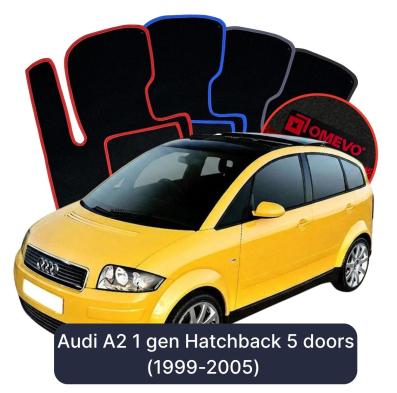 Velours-Autofußmatten OMEVO für Audi A2 1 gen Kompakt 5 Türer (1999-2005)