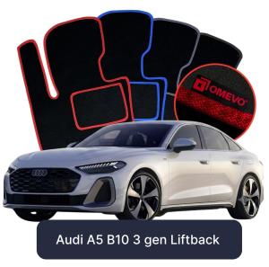 OMEVO Velours-Autofußmatten für Audi A5 B10 3 gen Liftback (2024-2025)