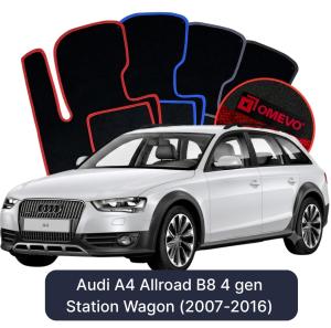 OMEVO Velours-Autofußmatten für Audi A4 Allroad B8 4 gen Kombi (2007-2016)