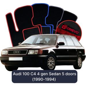 OMEVO Velours-Autofußmatten für Audi 100 C4 4 gen Limousine 5 Türer (1994-1997)